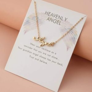 Angel‎ Gold Necklace with message card Heavenly Wings Dainty Gift Faith Love
